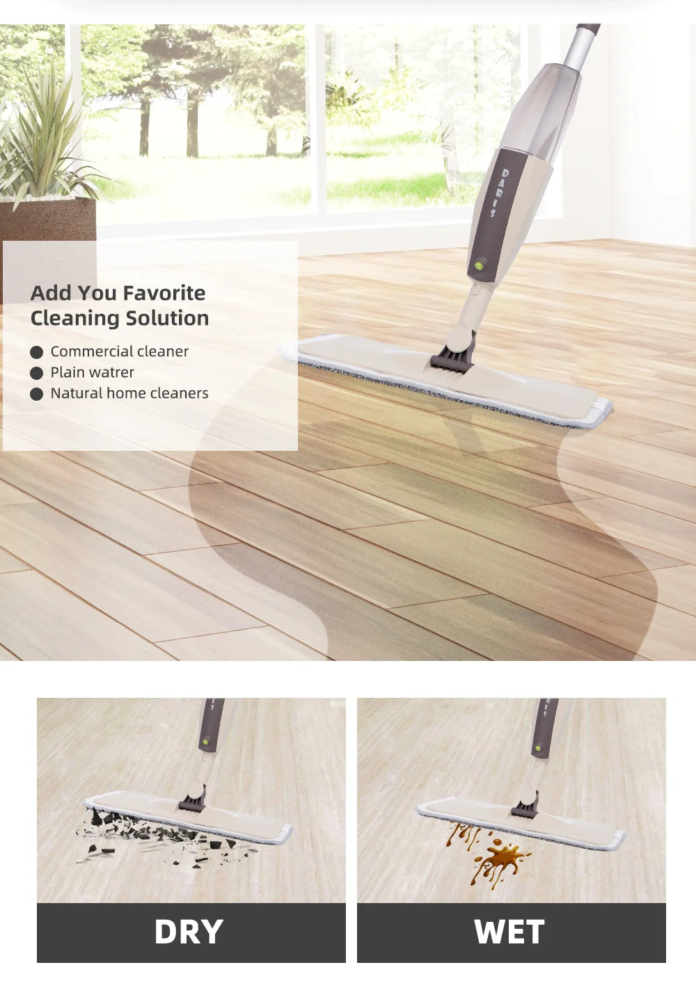 Spray Mop Broom Set Magic Flat Mops for Floor Home Cleaning Tool Brooms Household with Reusable Microfiber Pads Rotating Mop
