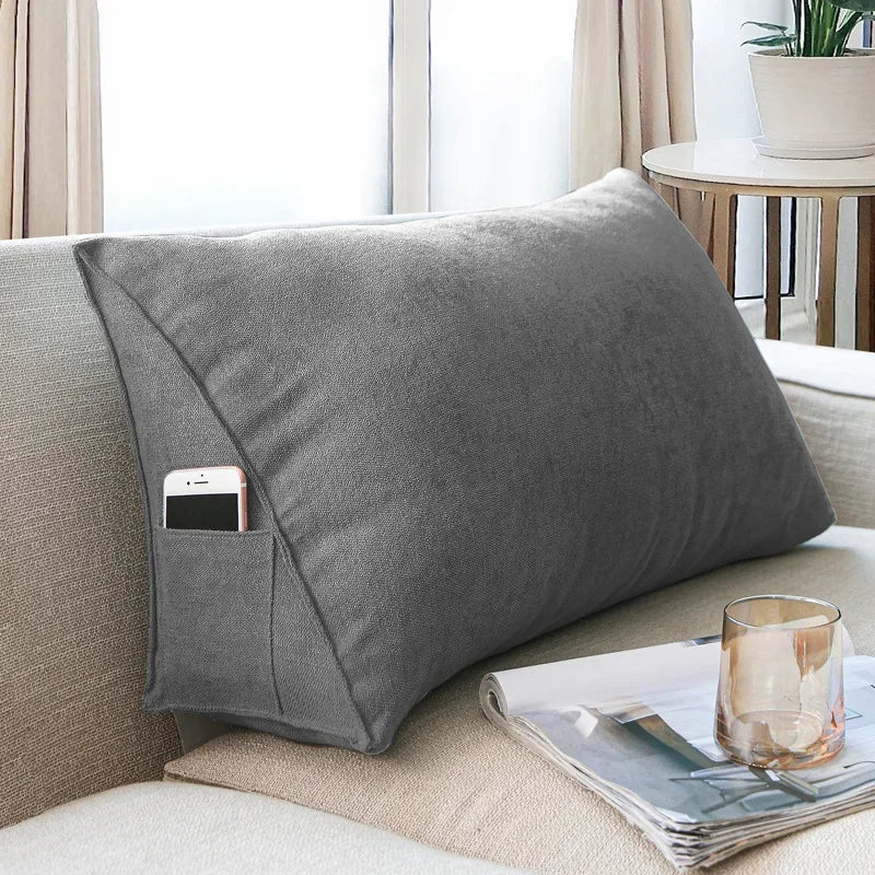 Headboard Backrest 70/60cm Wedge Reading Pillow Canvas Triangular Back Cushion Sitting Up Pillow Back Support for Sofa Bed