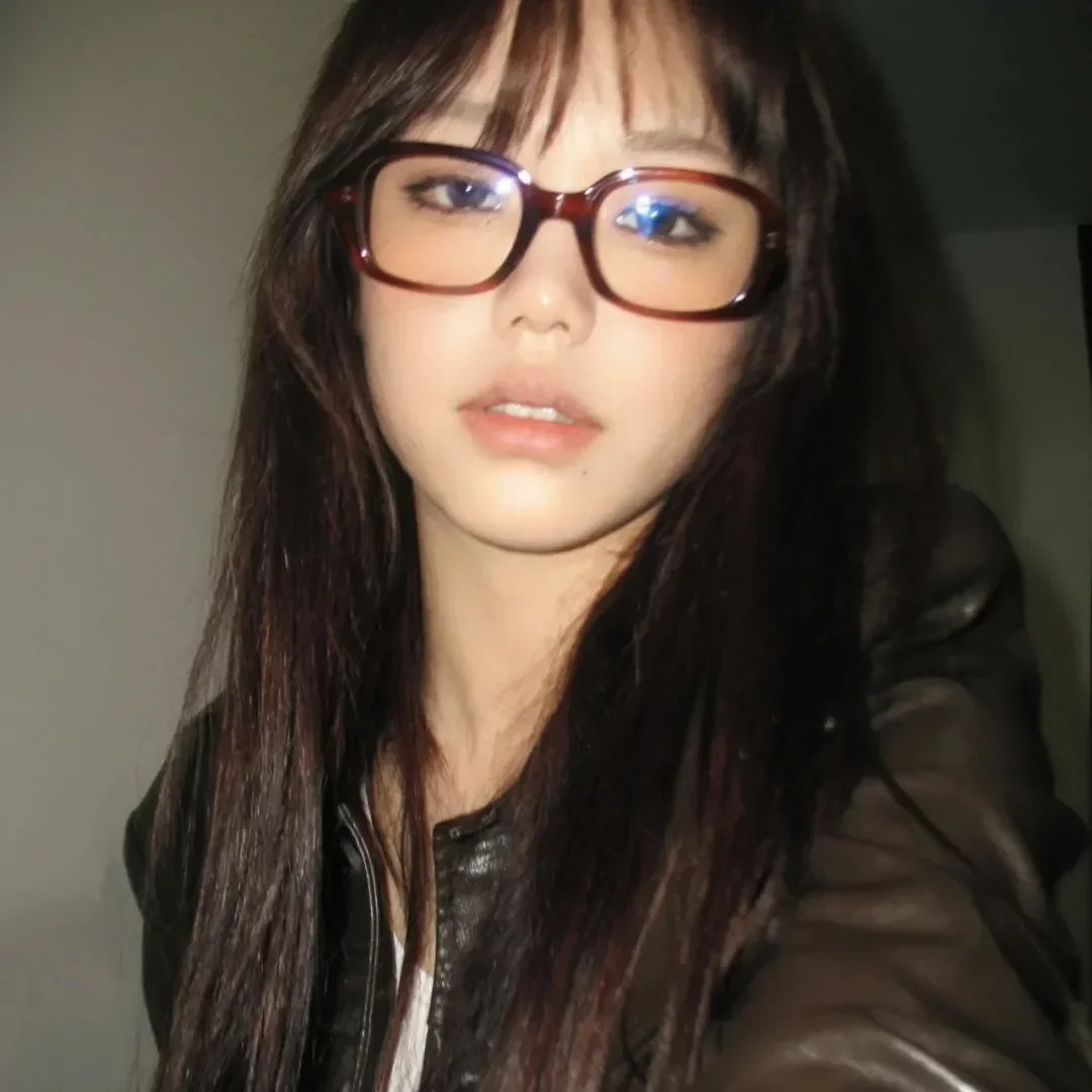 Retro Square Frame Eyeglass for Women Red Computer Reading Glasses Clear Blue Light Blocking Eyewears Vintage Decorative Goggles