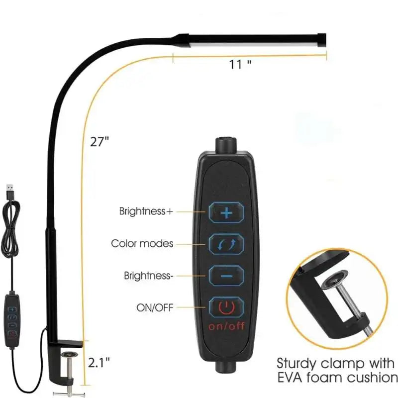 Double headed LED clip type remote control desk lamp reading lamp desktop desk lamp architectural desk lamp with 5 color modes a