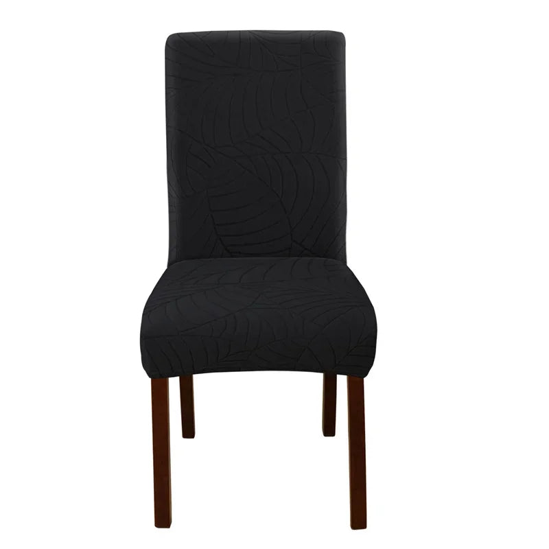 1/2/4/6pcs Jacquard Dining Chair Cover Pure Color All-inclusive Chair Slipcover with Skirt Elastic Durable Seat Protector Decor