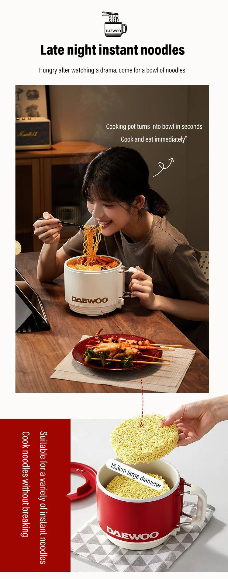 Multifunctional Portable electric cooking pot Electric Heating Pot frying pan For Students Dormitory Non-stick Noodle Partner