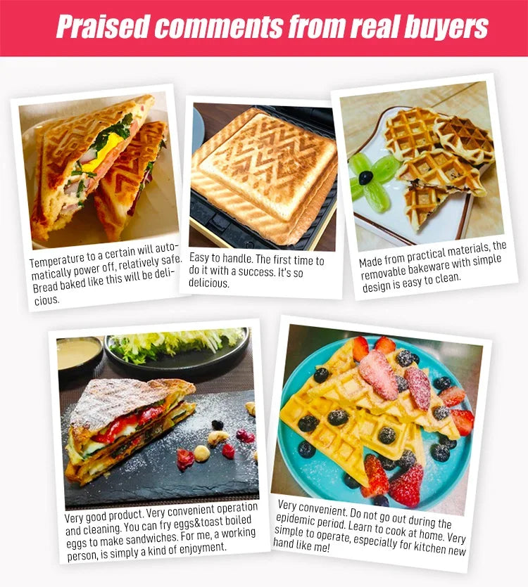 220V Electric Sandwich Maker Breakfast Machine Multi-baker Toaster Baking Waffle Maker Takoyaki Toast Pressure Toaster