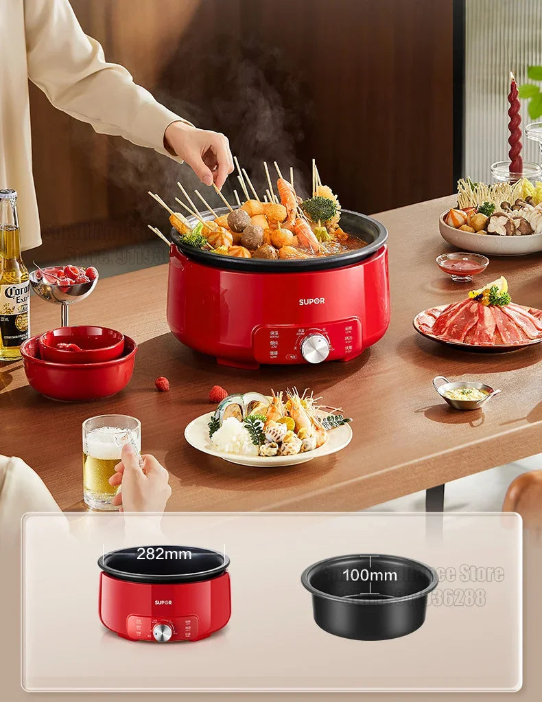 SUPOR 220V Multi Cookers Split Deep pot Electric Pot 1-5 People Household Non-stick Pan Hot Pot Rice Cooker Cooking Appliances