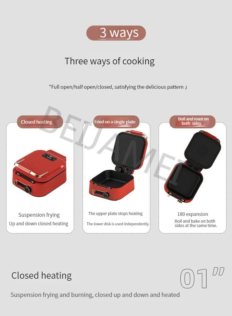 Rice Cooker Smokeless Frying Pan Steak BBQ Multi-Function Electric Cooker Non-Stick Pan 1800W Kitchen Appliances