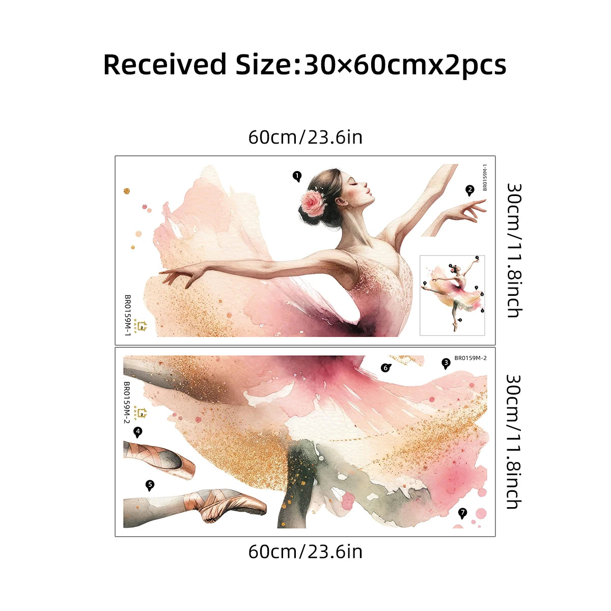 Watercolor Dancer Beautiful Wall Stickers Decoration for Bedroom Girls Gift Wall Art Home Decore Living Room Wall Decals Nursery