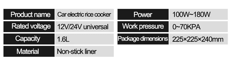 Car rice cooker small smart outdoor electric cooker 12-24V can be regularly insulated and portable for large cars and trucks