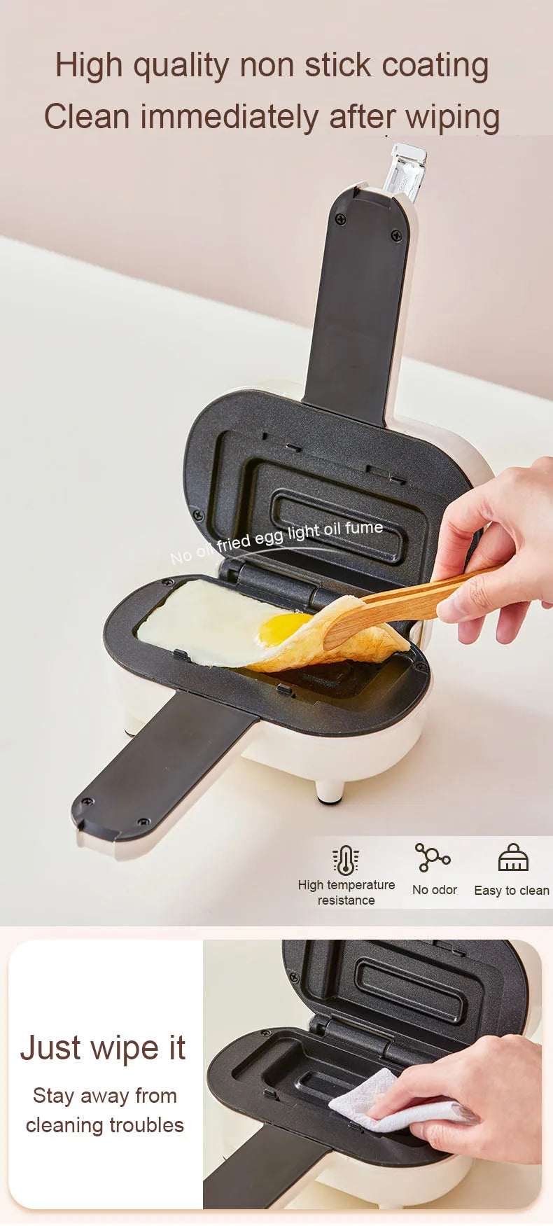 DMWD Double-Sided Press Sandwich Machine Frying Baking Pan Mini Cheese Grill Breakfast Maker Bread Hot Dog Toaster Electric Oven