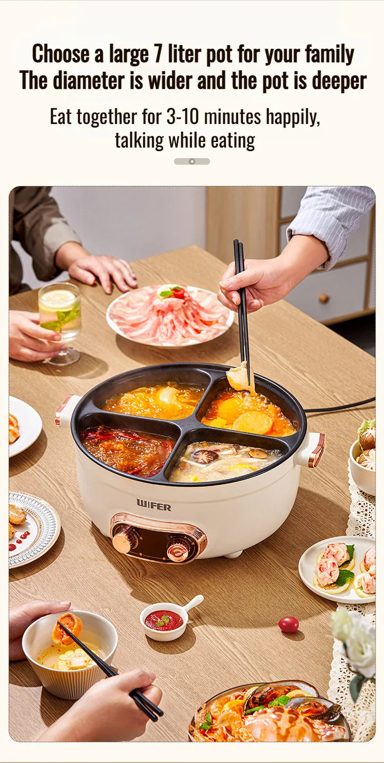 Electric Hot Home electric hot pot with separate controls Four-grid self-heating hot pot Split Mandarin Duck Pot Double-sex hot