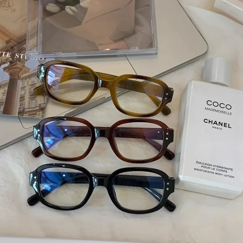 Retro Square Frame Eyeglass for Women Red Computer Reading Glasses Clear Blue Light Blocking Eyewears Vintage Decorative Goggles