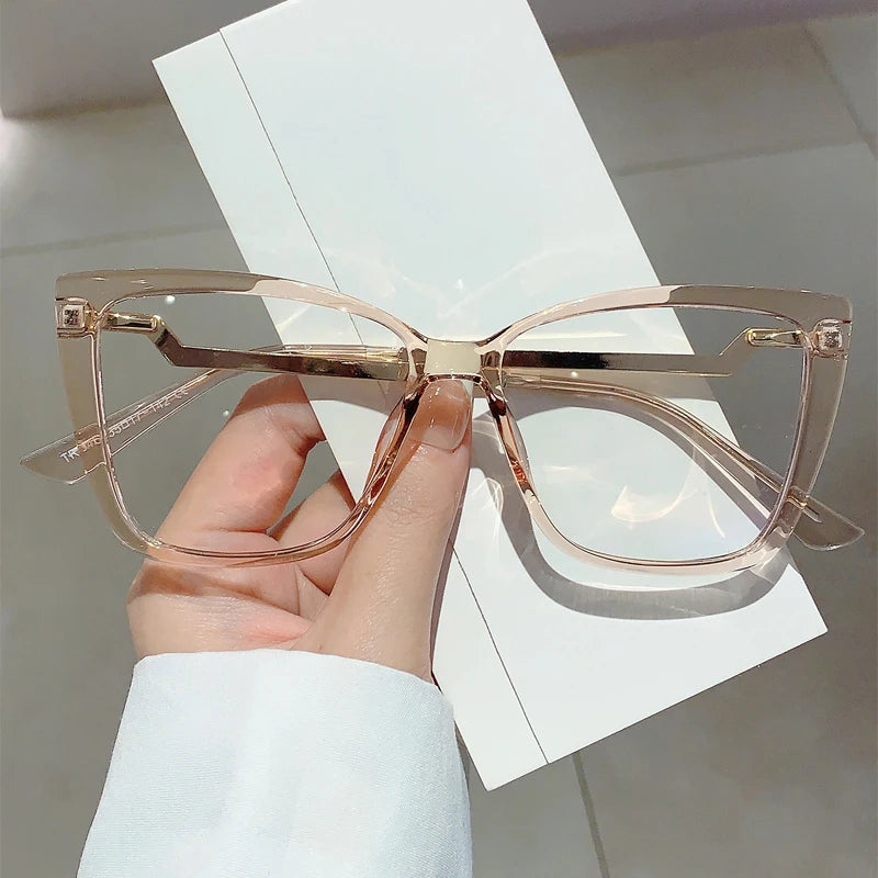 KAMMPT Vintage Cat Eye Women Glasses New Stylish Ultralight Eyeglasses Trendy Brand Designer High Quality Eyewear for Decoration