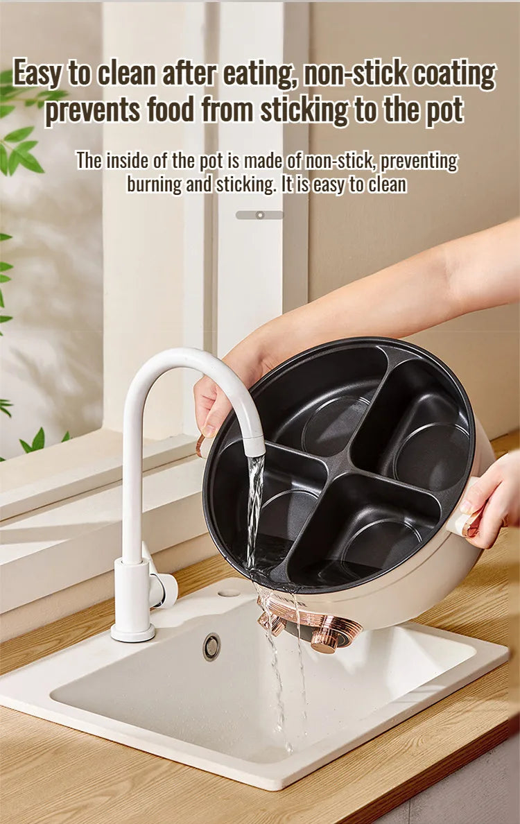 Electric Hot Home electric hot pot with separate controls Four-grid self-heating hot pot Split Mandarin Duck Pot Double-sex hot