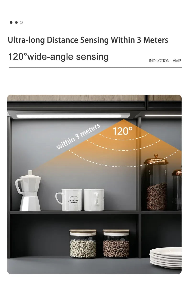 Night Light 20/30/40/60CM Motion Sensor Light Wireless USB LED Cabinet Light Wardrobe Lamp For Kitchen Cabinet Bedroom Wardrobe