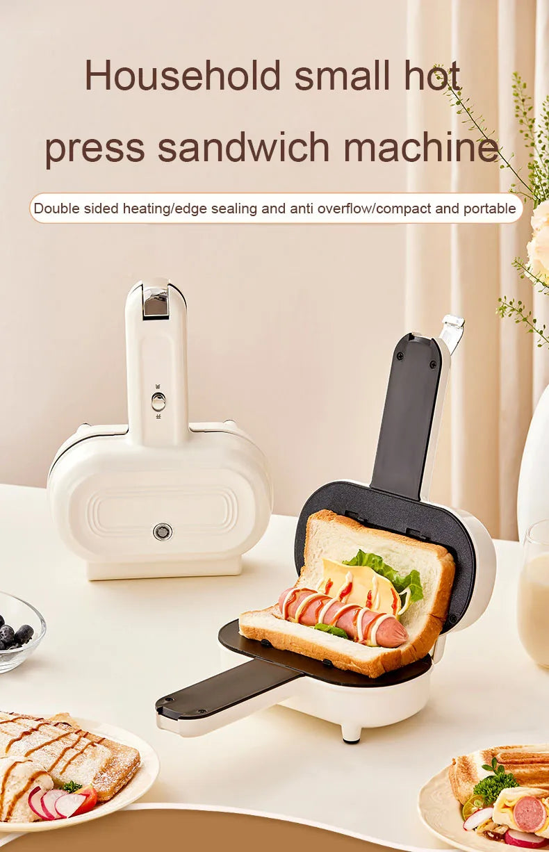DMWD Double-Sided Press Sandwich Machine Frying Baking Pan Mini Cheese Grill Breakfast Maker Bread Hot Dog Toaster Electric Oven