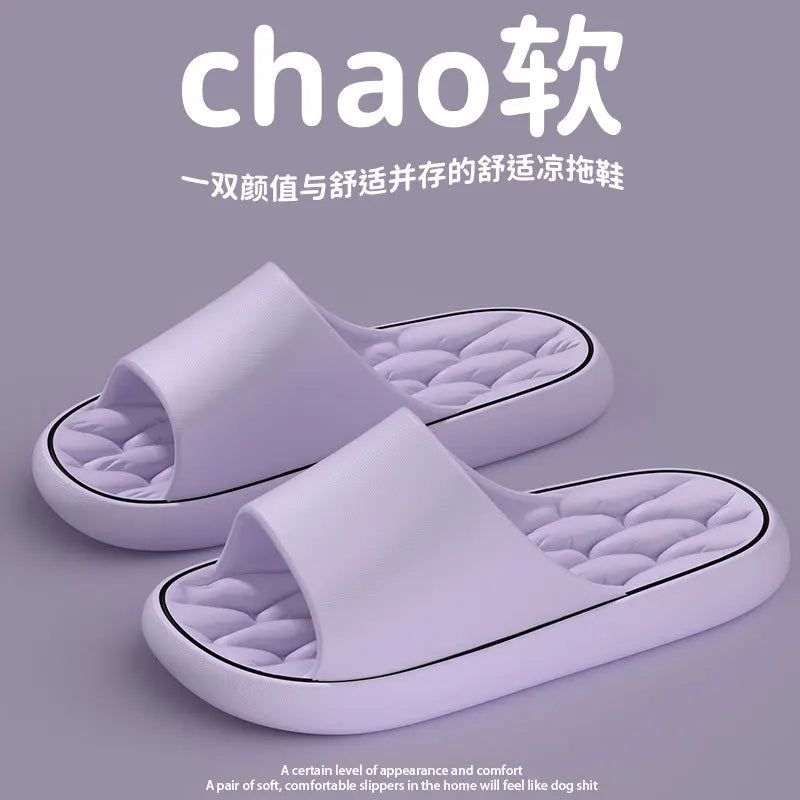 Women's slippers Non-slip leaky bathroom Slippers Casual men's slippers Deodorant beach shoes Soft soled couple flat sandals