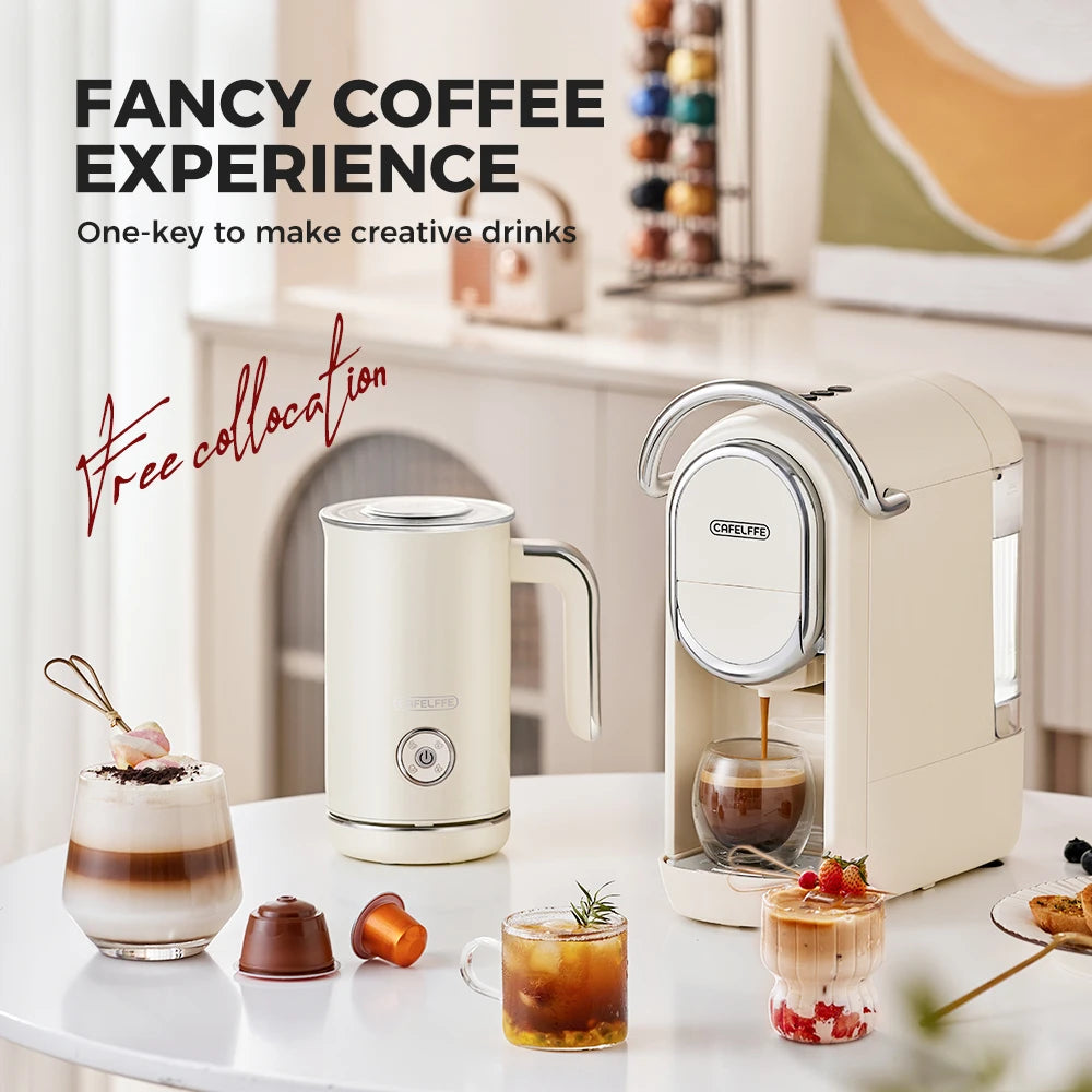 Cafelffe 4in1 Electric Milk Frother Frothing Foamer Chocolate Mixer Cold/Hot Latte Cappuccino Automatic foam milk heater Warmer
