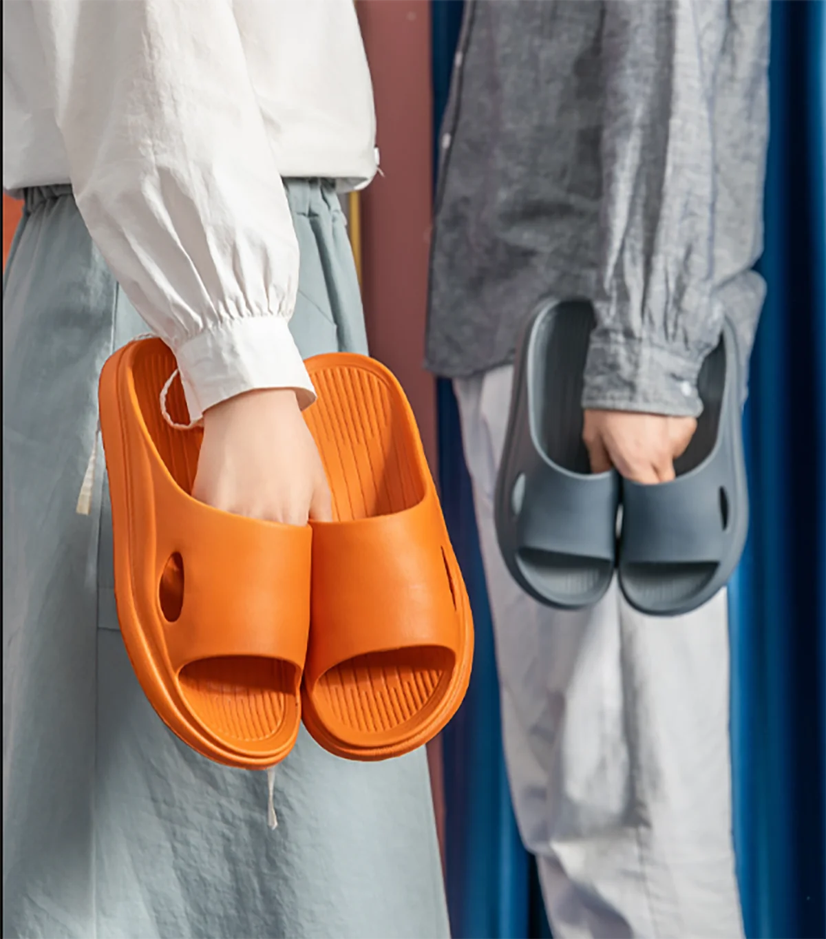 Men's Solid Color Casual Simple Slippers, EVA Material, Versatile Stylish Design, Thick Sole, Convenient, Anti-skid