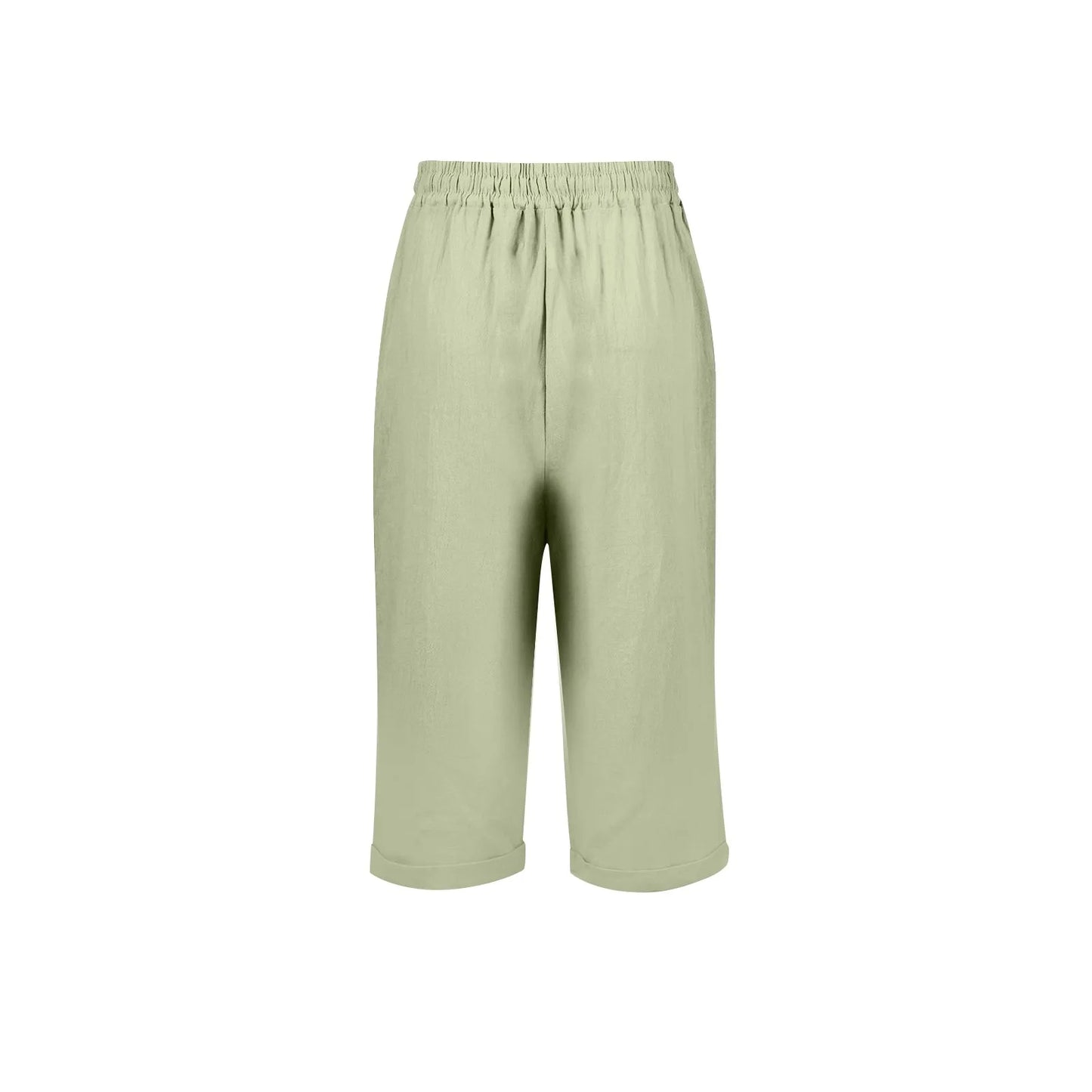 Womens Summer Elastic Waist Pocket Pocket Solid Color Cotton Linen Wide Leg Pants Loose Pants Pants for Women Women’s Pants