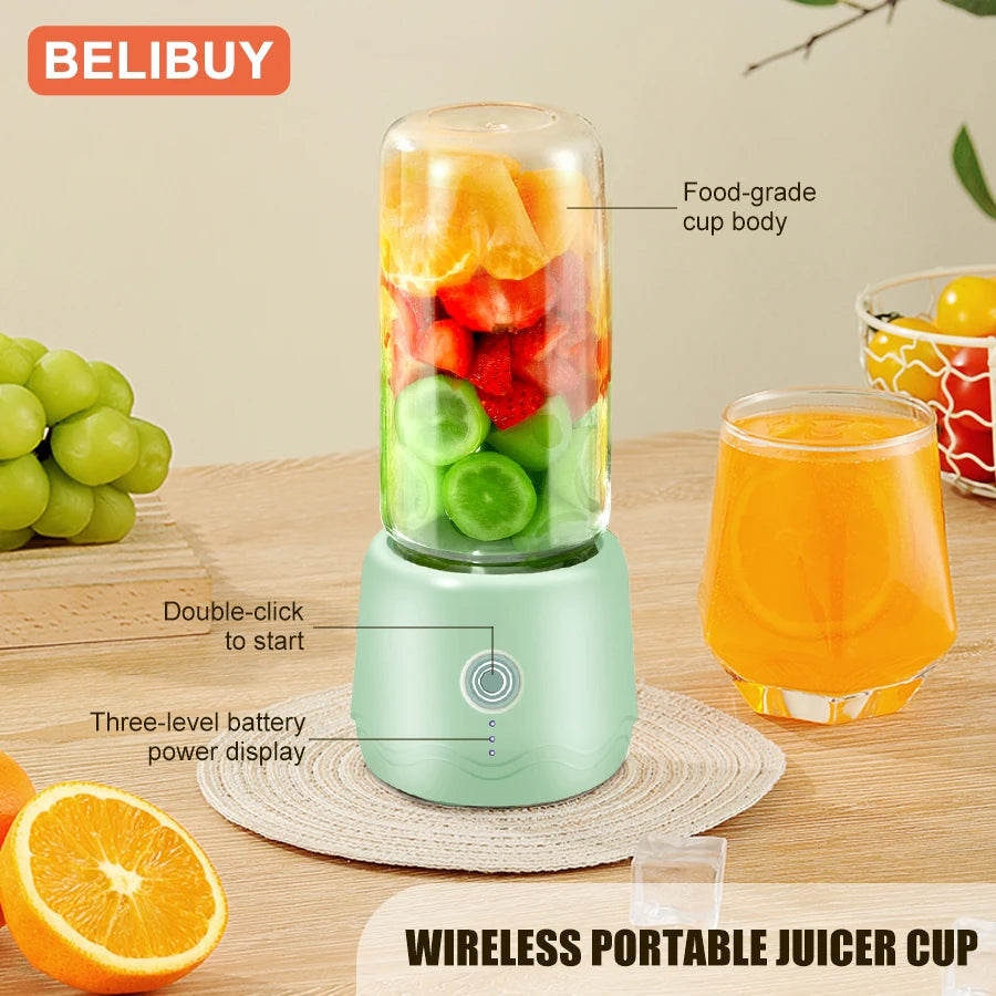 BELIBUY Mini Kitchen Blender Juicer Food Processing Machine Fruit and Vegetable Milk Blender Suitable for Outdoor Juice Cup