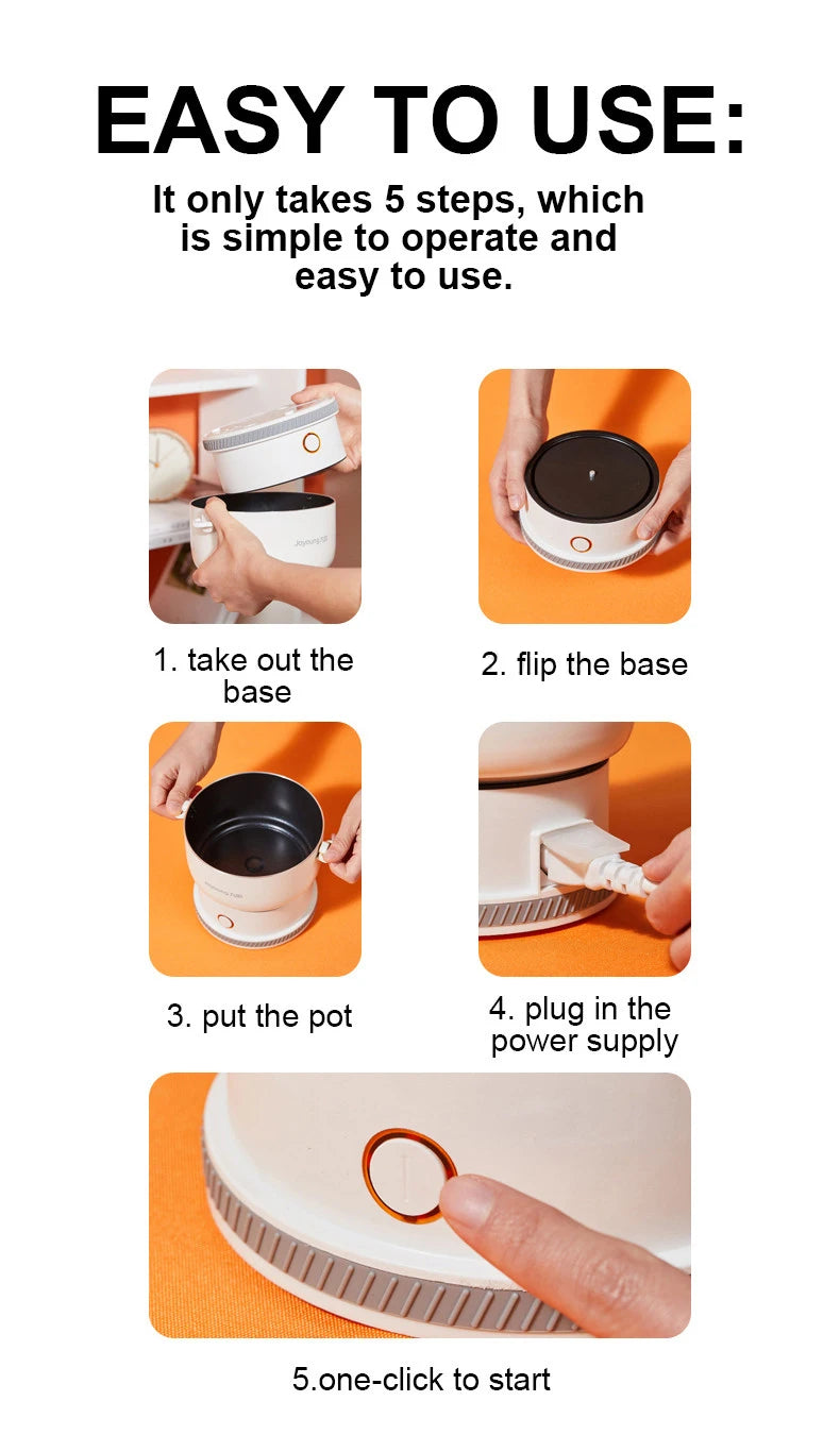 1.2L Mini Electric Cooker Portable Foldable Hot Pot Multicooker Split Type Pot for Dormitory Travel Cooking Noodle Fry Stew 220V