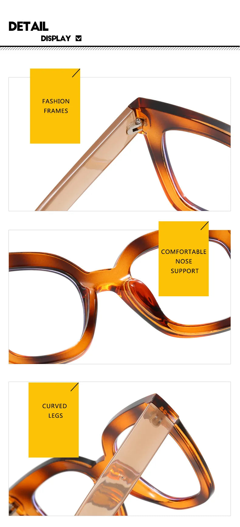 Sexy Square Brown Glasses Frame Women Transparent Anti Blue Light Blocking Female Eyeglasses Fashion Cateye Optical Eyewear