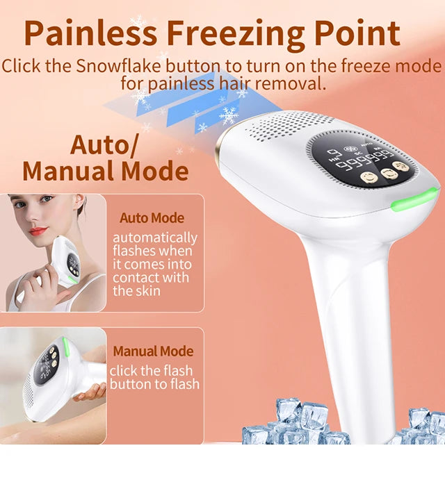 999999 Flash IPL Laser Hair Removal Convenient Home Device for Women Easy Hair Removal Painless Electric Hair Removal