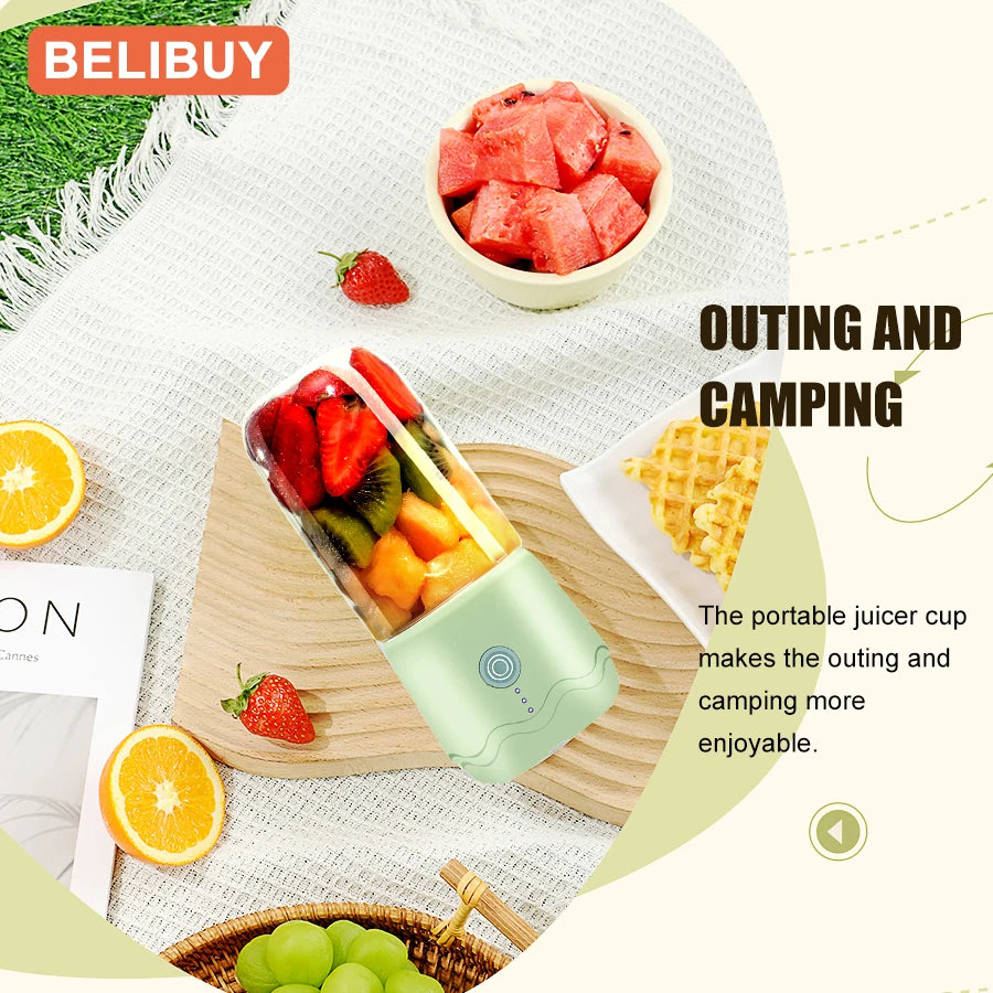 BELIBUY Mini Kitchen Blender Juicer Food Processing Machine Fruit and Vegetable Milk Blender Suitable for Outdoor Juice Cup