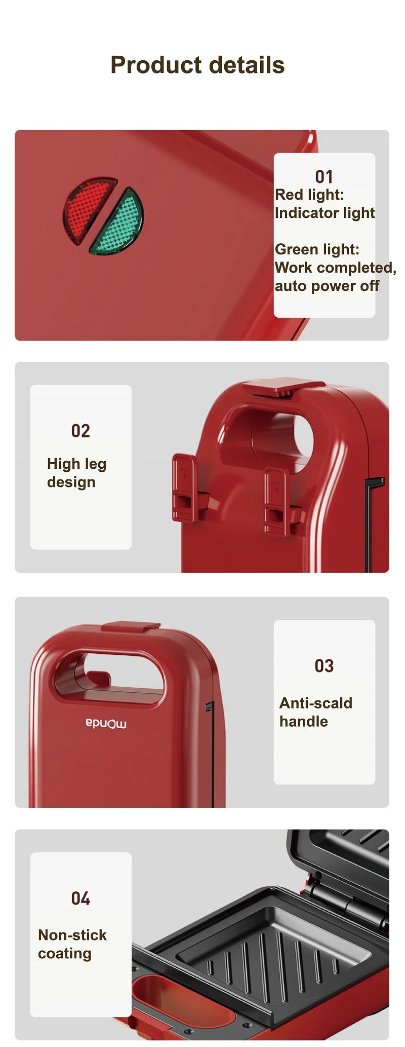 550W Sandwich Machine Fast Breakfast Machine Home Hot-pressed Toasted Non-stick Bread Mini Panini Machine Multi-function Toaster