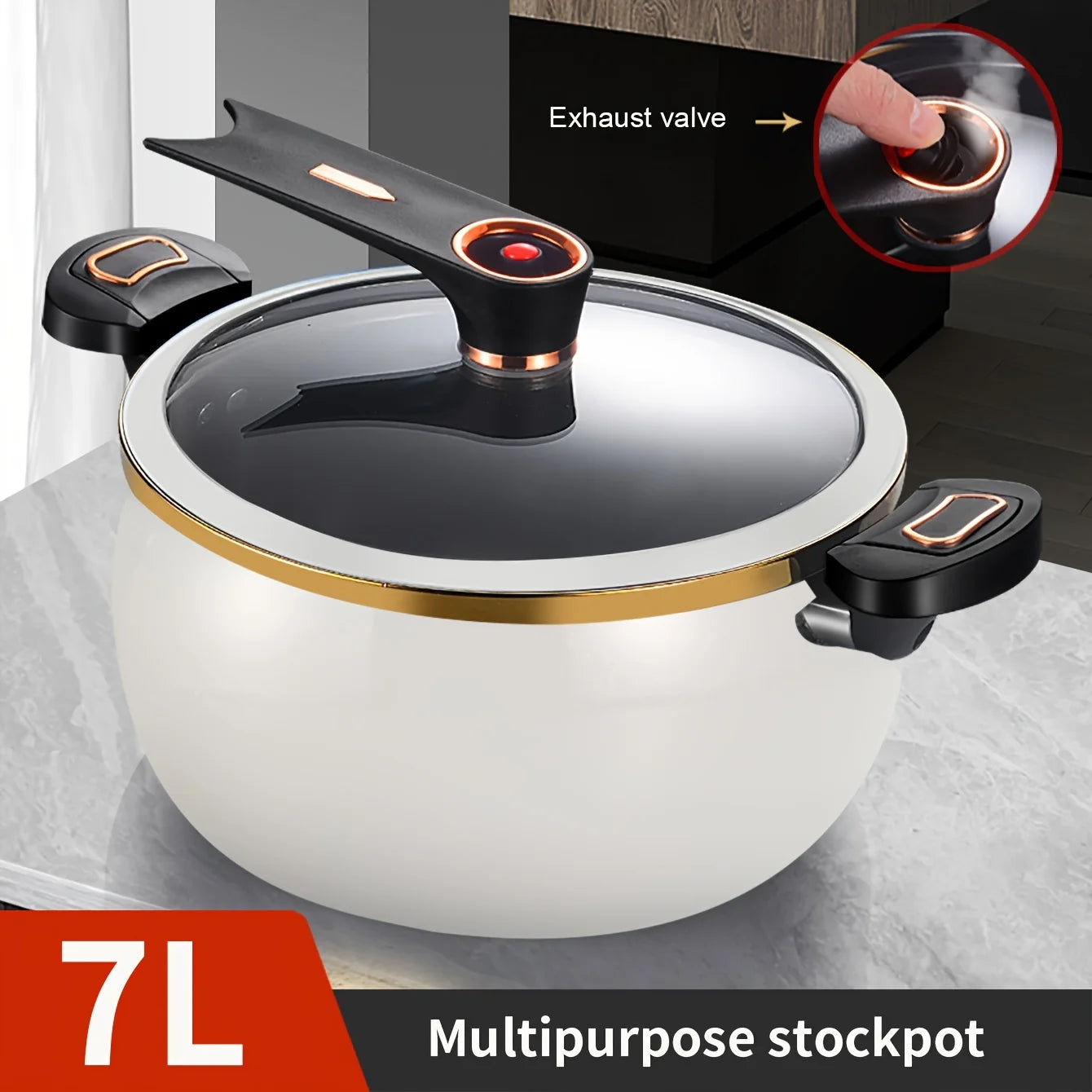 Multifunctional Large Capacity Kitchen Pot 8L Micro Pressure Large Stockpot Quick Cooking Locking Handle Stew Saucepan