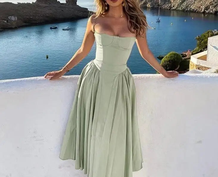 New Fashion Sexy Backless One Cut Collar Strap Solid Color Slim Fit Dress For Women,4 Colors