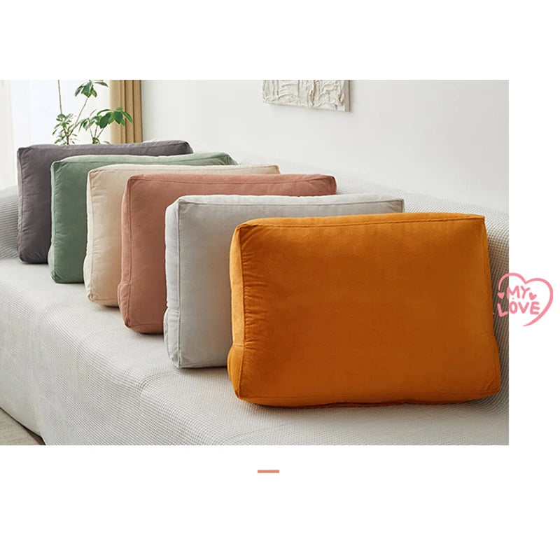 Large Rectangular Cushion Cover Super Comfort Textured Velvet Sofa Bedside Cushion Lumbar Pillowcase Solid Color 60/70/80cm