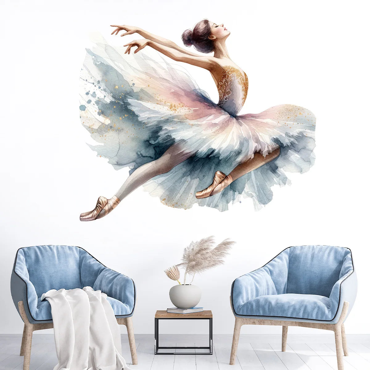Watercolor Flower Tree Branch Wall Sticker Bedroom Playroom Blossom Bird Forest Wall Decal Living Room Sofa TV Background Decor