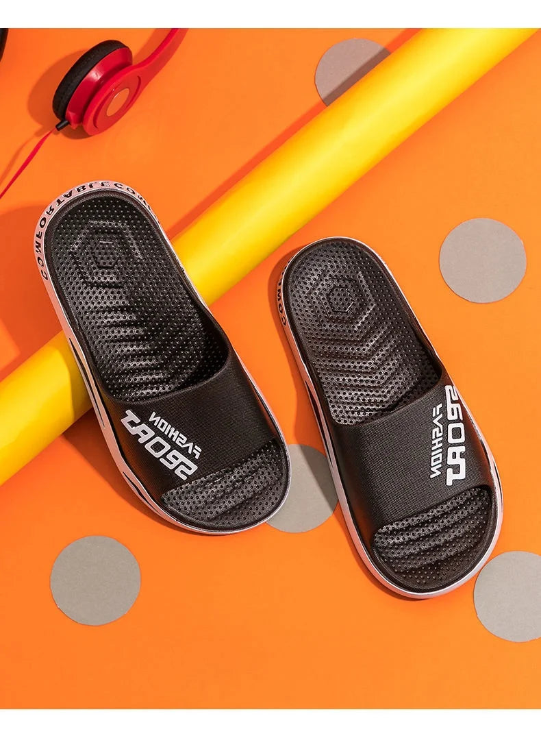 New Summer Soft Sole Slippers Fashion Personality Home Bathe Sandals Anti Slip Durable Men's Beach Outdoor Plus Size Flip Flops