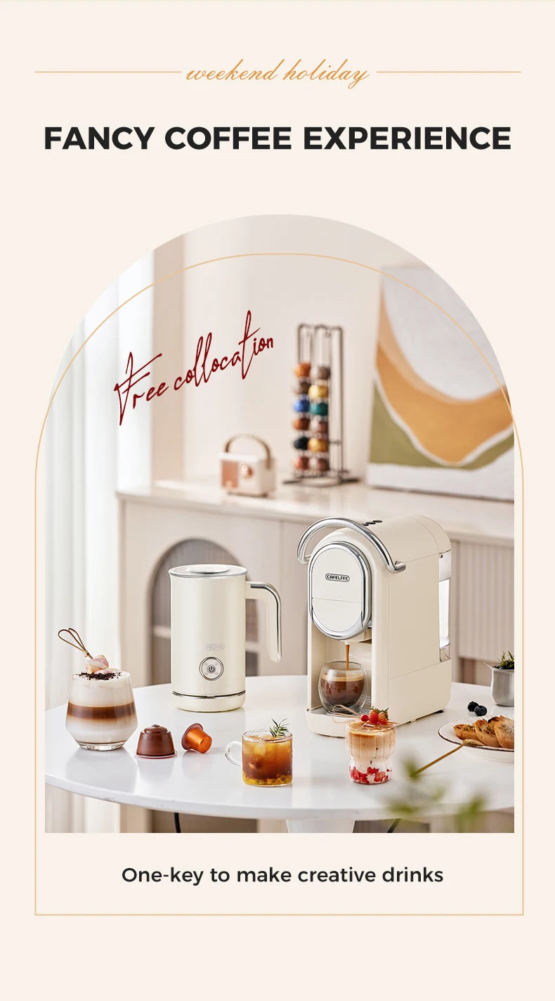 Cafelffe 4in1 Electric Milk Frother Frothing Foamer Chocolate Mixer Cold/Hot Latte Cappuccino Automatic foam milk heater Warmer
