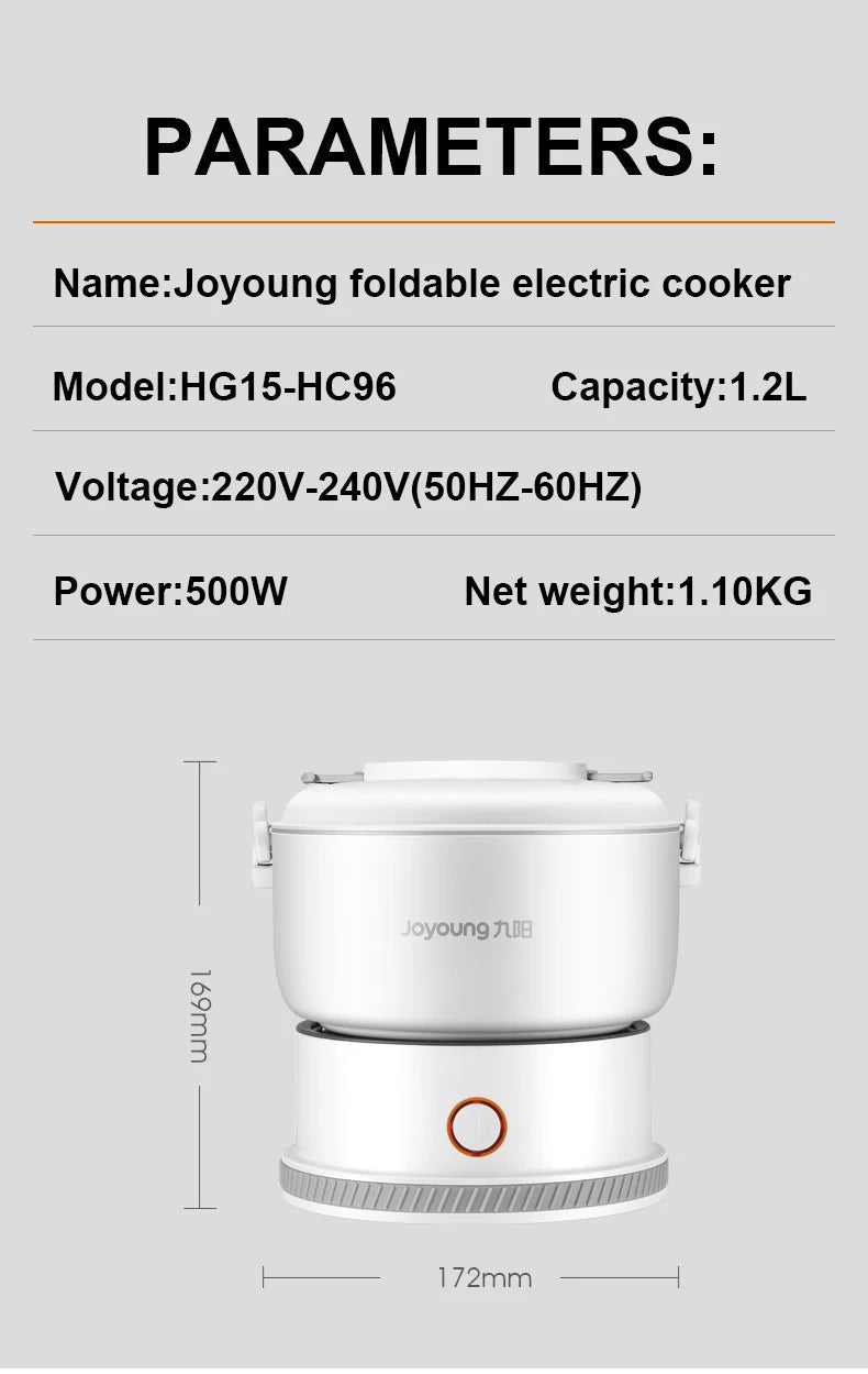 1.2L Mini Electric Cooker Portable Foldable Hot Pot Multicooker Split Type Pot for Dormitory Travel Cooking Noodle Fry Stew 220V