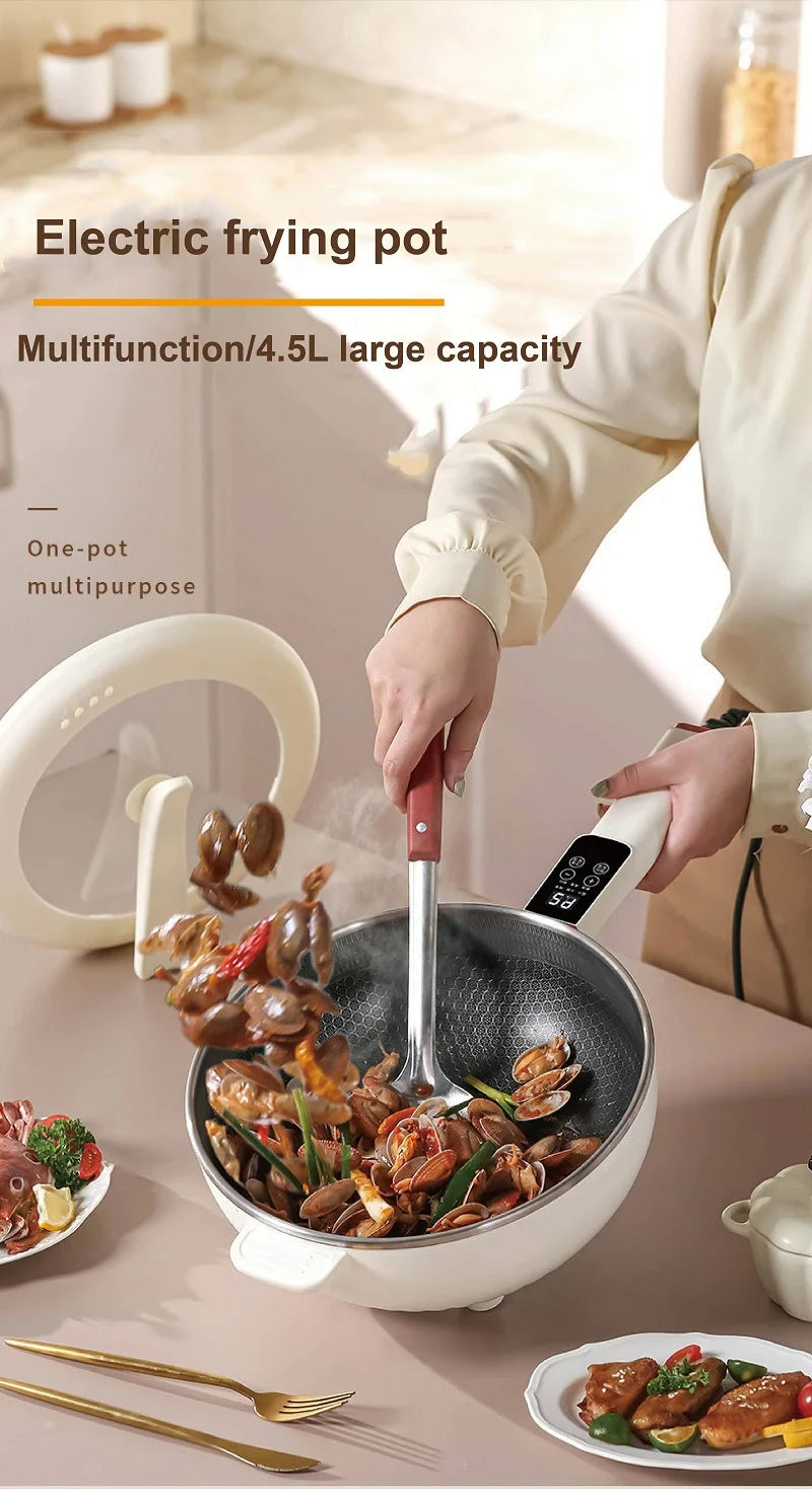 4.5L Multifunctional Electric Frying Pot Smart Electric Cooker Non-stick Frying Pot Large Capacity Electric Hot Pot 1350W