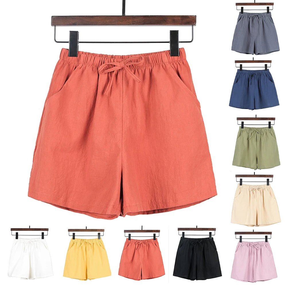 Short Pants Shorts Daily Female Loose Slight Stretch Solid Color Streetwear With Pockets Breathable Casual Gym