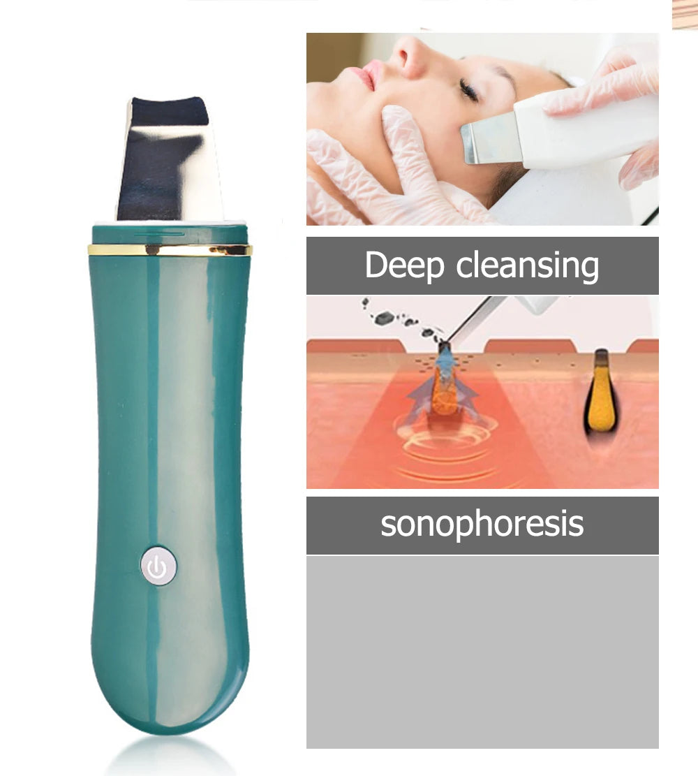 Ultrasonic Skin Scrubber Electric Facial Cleansing Pore Deep Cleanser Acne Blackhead Remover Peeling Shovel Device BeautyMachine
