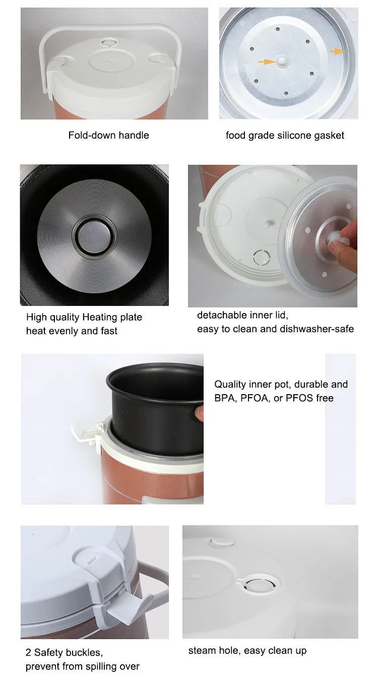 Car rice cooker small smart outdoor electric cooker 12-24V can be regularly insulated and portable for large cars and trucks