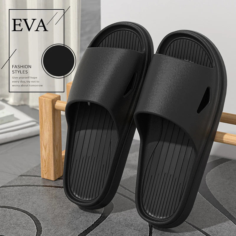 Men's Solid Color Casual Simple Slippers, EVA Material, Versatile Stylish Design, Thick Sole, Convenient, Anti-skid