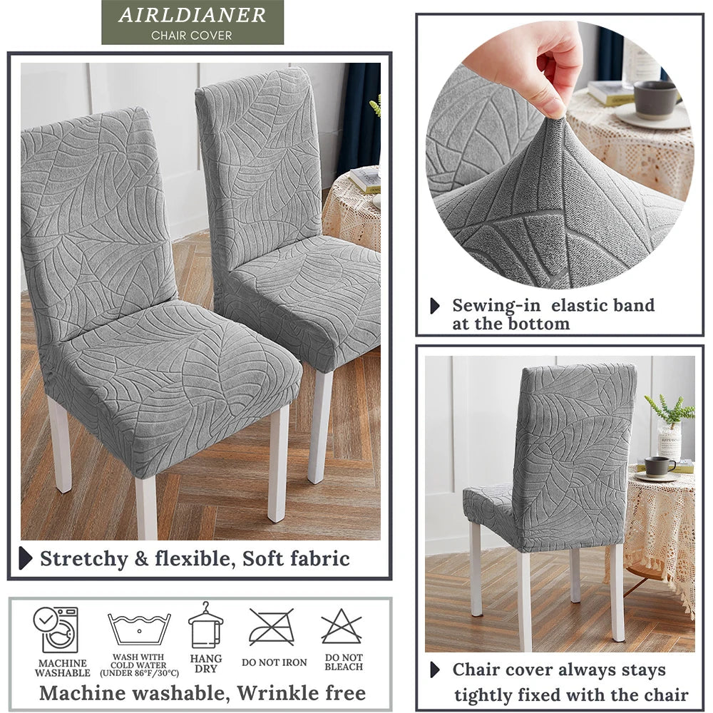 Jacquard Waterproof Chair Cover Solid Color Chair Seat Slipcover Spandex Chair Protector Kitchen Dining Room Home Restaurant 1PC