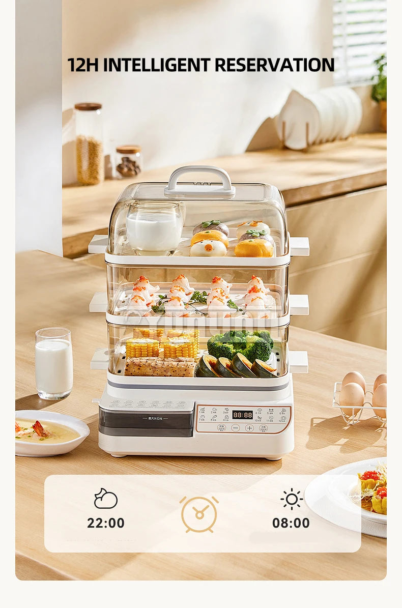 Three-layer Food Steamer Household Electric Steamer Multifunctional Large Capacity Breakfast Machine