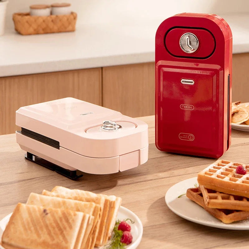 220V Electric Sandwich Maker Breakfast Machine Multi-baker Toaster Baking Waffle Maker Takoyaki Toast Pressure Toaster