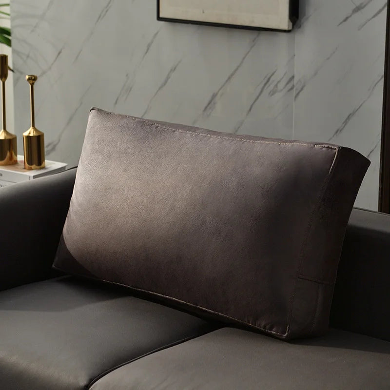 Nordic Faux Leather Rectangular Sofa Cushion Cover Fashion Home Pillowcase Solid Color Tech Fabric Lumbar Protective Covers