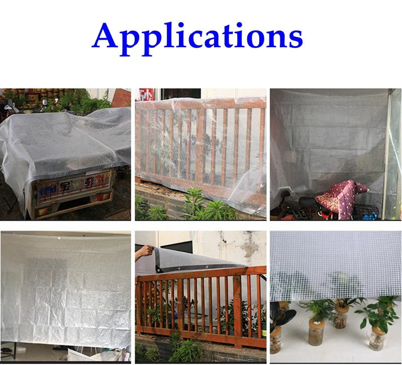 160 180GSM Silvery Edge Mesh Reinforce PE Rainproof Tarpaulin Garden Flower Plants Cover Car Tarpaulin Gazebo Vertical Screen