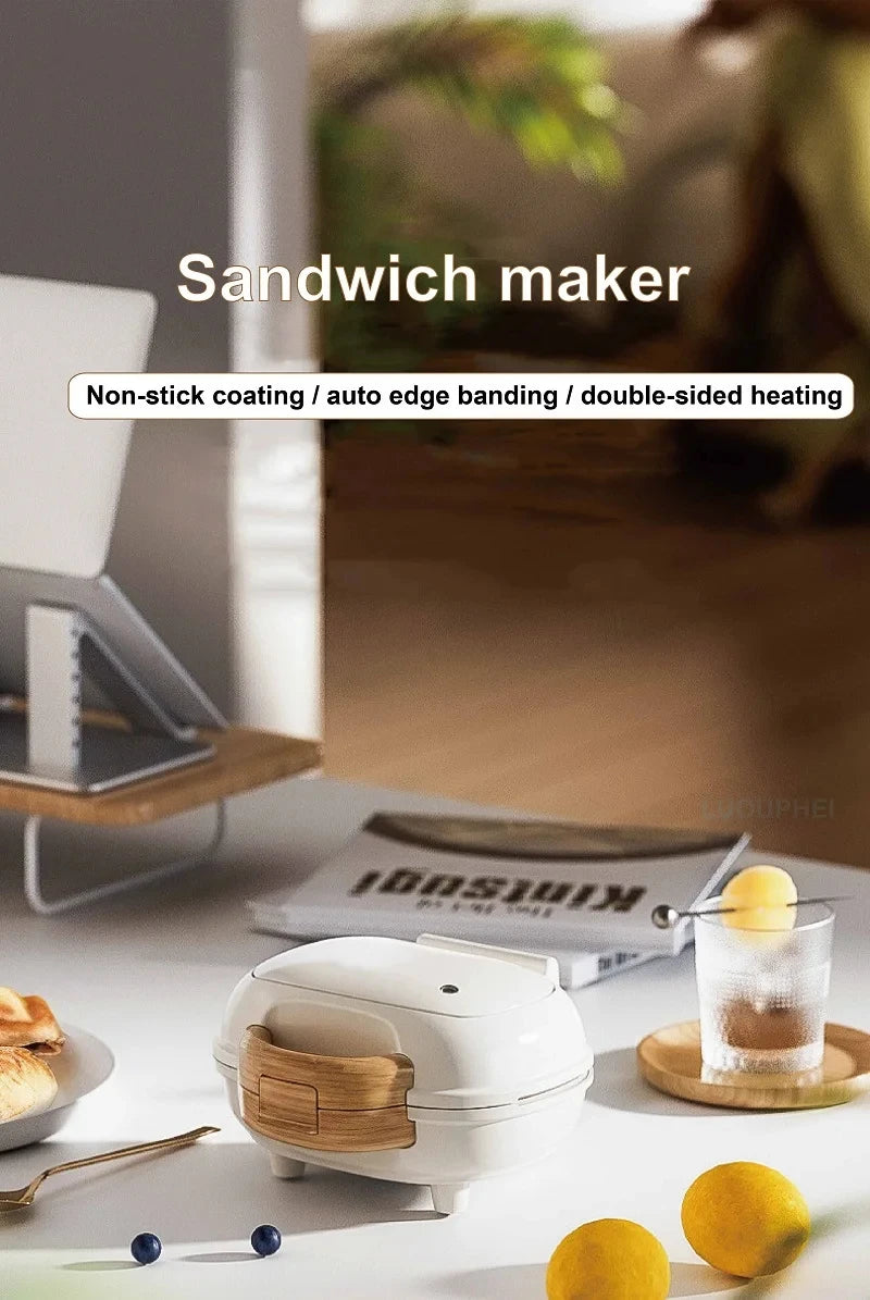 500W Sandwich Machine Fast Breakfast Machine Home Hot-pressed Toasted Non-stick Bread Mini Panini Machine Multi-function Toaster