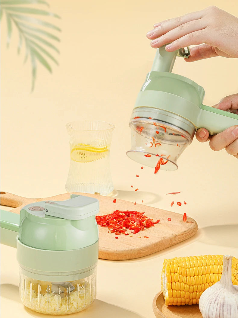 5 in 1 Electric Vegetable Cutter Set Portable, Rechargeable, Wireless Food Processor & Chopper Machine for Pepper, Garlic& Meat