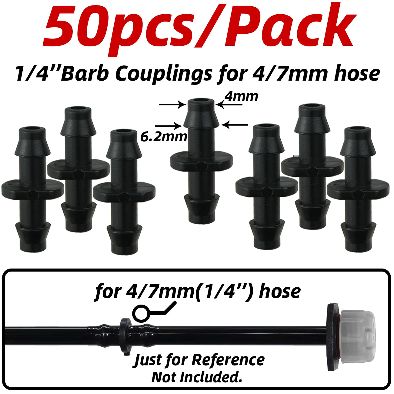 1-50pcs Barbed Connectors Irrigation Fittings Drip Irrigation Barbed Connectors 4/7mm Tubing Fittings for Flower Pot Garden Lawn