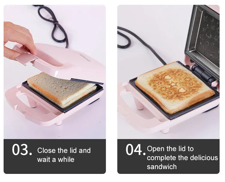 220V Electric Sandwich Maker Breakfast Machine Multi-baker Toaster Baking Waffle Maker Takoyaki Toast Pressure Toaster