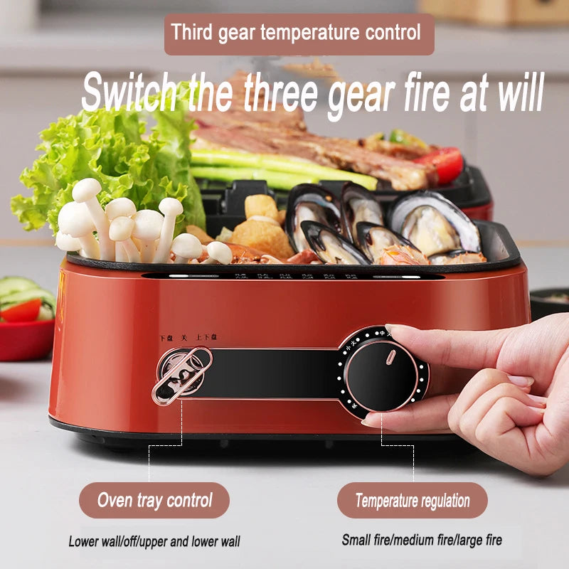 Rice Cooker Smokeless Frying Pan Steak BBQ Multi-Function Electric Cooker Non-Stick Pan 1800W Kitchen Appliances
